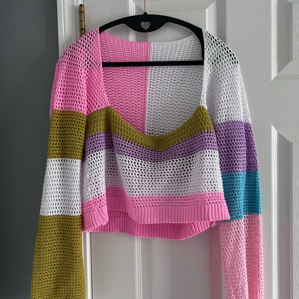 Colorblock Crotchet Crop Top